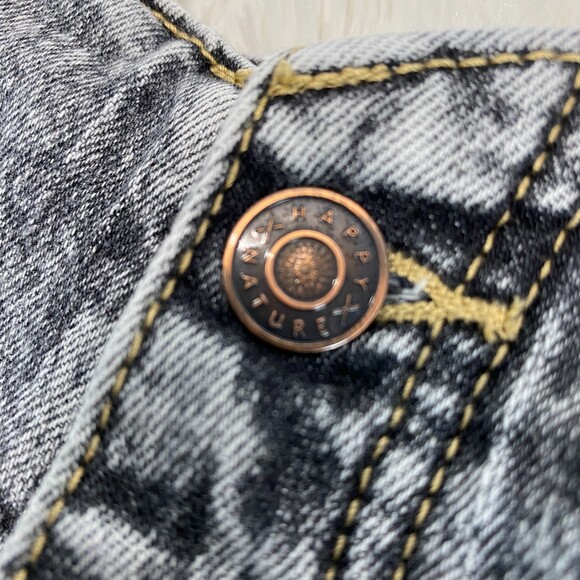 Happy x Nature Womens Gray Acid Wash High Rise Seamed Shorts Size 29 - Picture 7 of 9